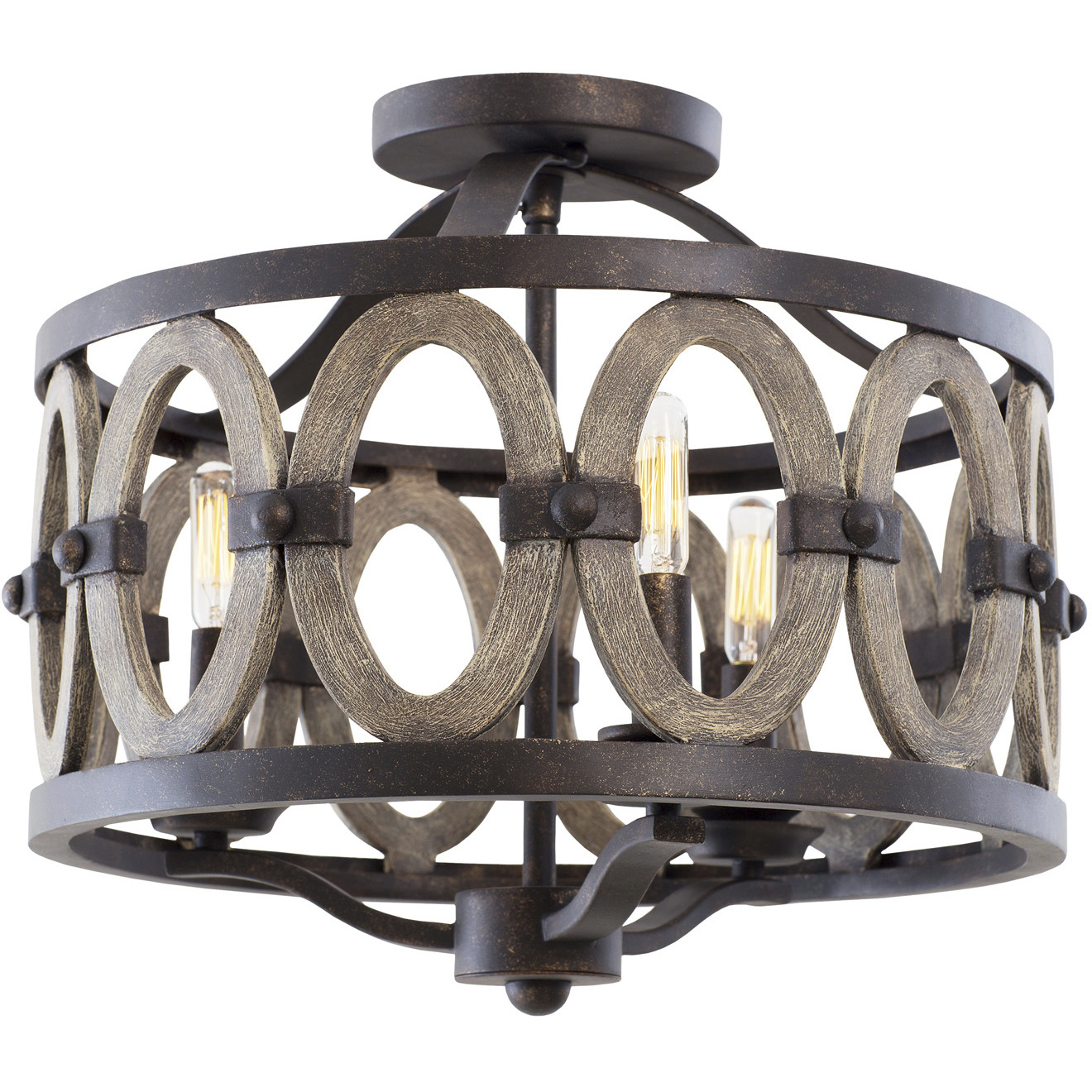 Kalco 500241FG Belmont 3 Light 16.5 inch Florence Gold Flush